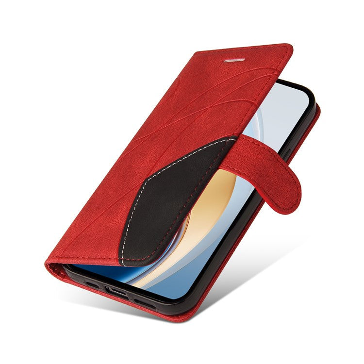 For vivo V40 Lite (Indonesia) 5G / V40 Lite (Indonesia) 4G Case Color Splicing Leather Phone Cover Wallet Stand - Red
