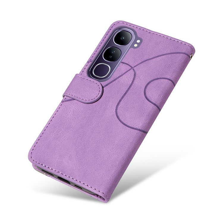 For vivo V40 Lite (Indonesia) 5G / V40 Lite (Indonesia) 4G Case Color Splicing Leather Phone Cover Wallet Stand - Light Purple
