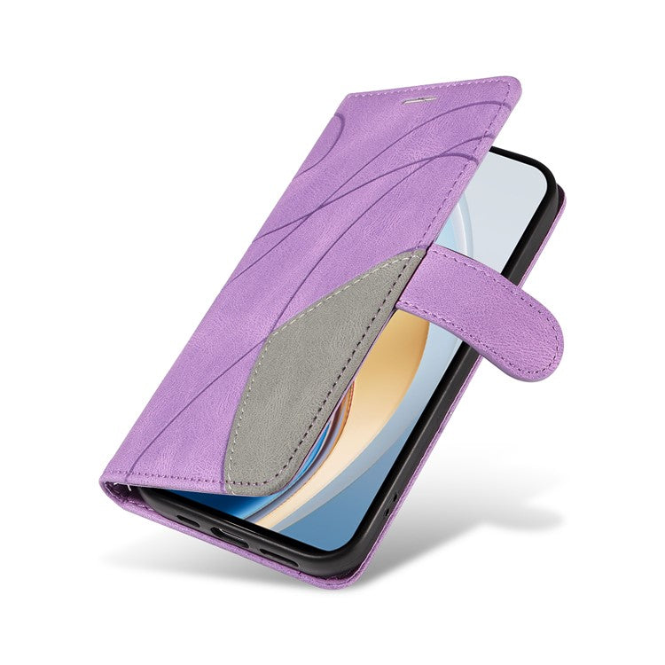 For vivo V40 Lite (Indonesia) 5G / V40 Lite (Indonesia) 4G Case Color Splicing Leather Phone Cover Wallet Stand - Light Purple