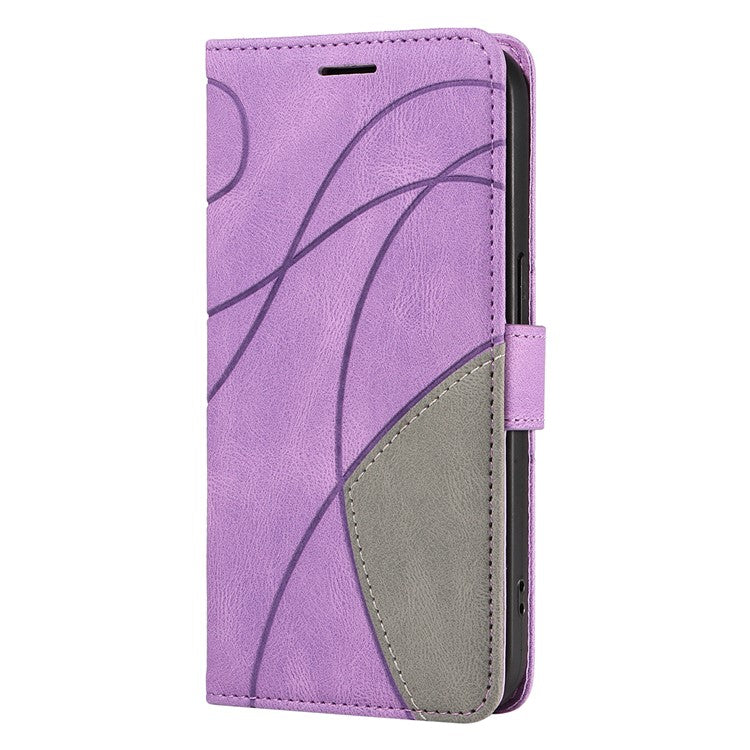 For vivo V40 Lite (Indonesia) 5G / V40 Lite (Indonesia) 4G Case Color Splicing Leather Phone Cover Wallet Stand - Light Purple