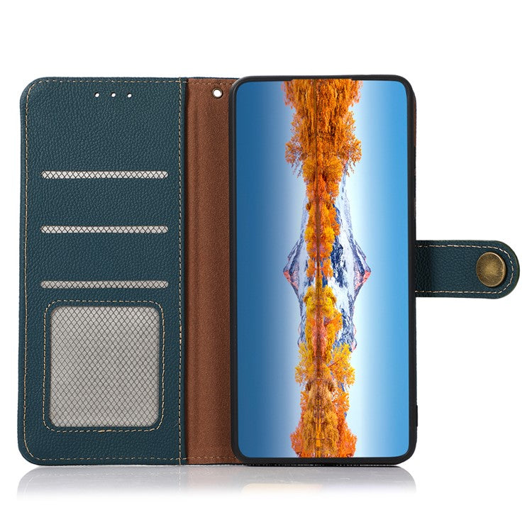 KHAZNEH For Motorola Motorola Moto G75 5G Case Genuine Cow Leather Wallet Phone Cover - Green