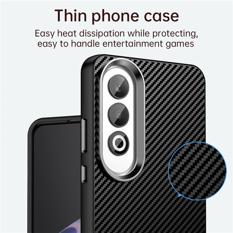 For Oppo K12 / OnePlus Nord CE4 5G Case Cell Phone Hybrid Back Cover Carbon Fiber Texture - Black