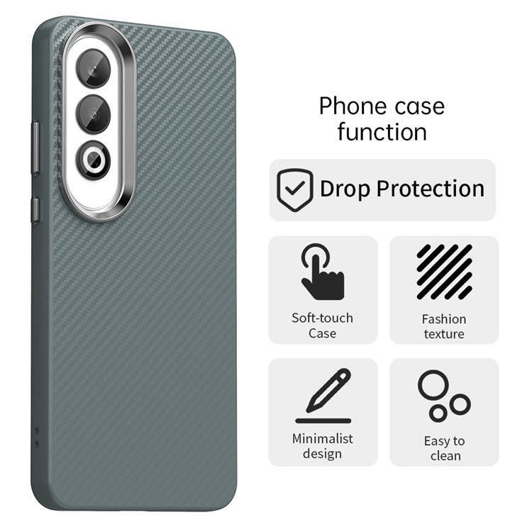 For Oppo K12 / OnePlus Nord CE4 5G Case Cell Phone Hybrid Back Cover Carbon Fiber Texture - Grey
