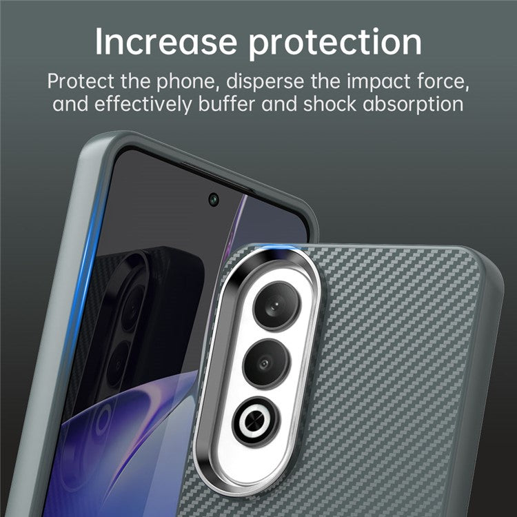 For Oppo K12 / OnePlus Nord CE4 5G Case Cell Phone Hybrid Back Cover Carbon Fiber Texture - Grey