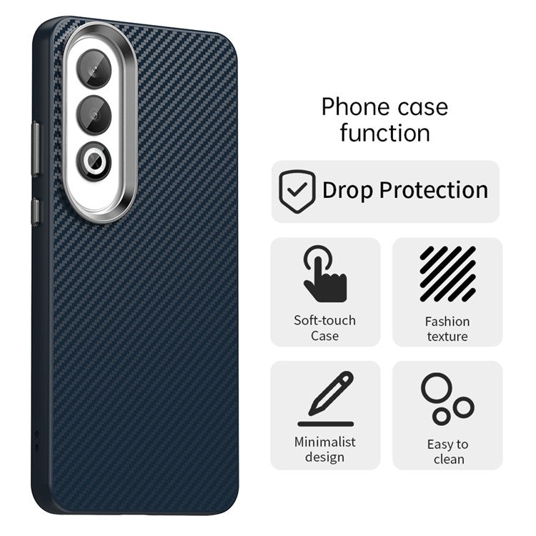 For Oppo K12 / OnePlus Nord CE4 5G Case Cell Phone Hybrid Back Cover Carbon Fiber Texture - Blue