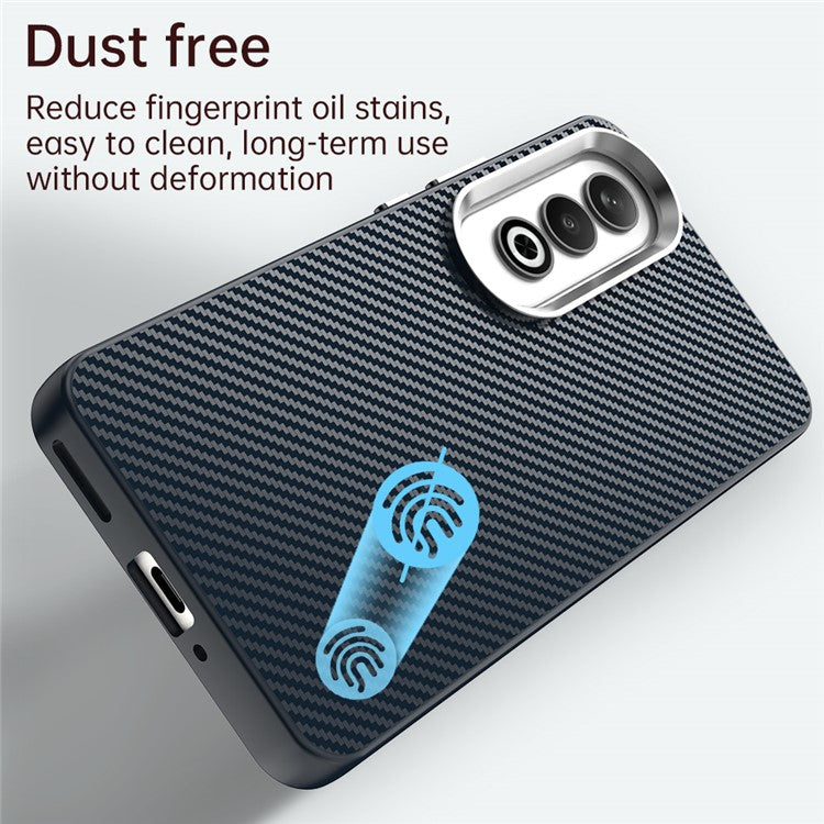 For Oppo K12 / OnePlus Nord CE4 5G Case Cell Phone Hybrid Back Cover Carbon Fiber Texture - Blue