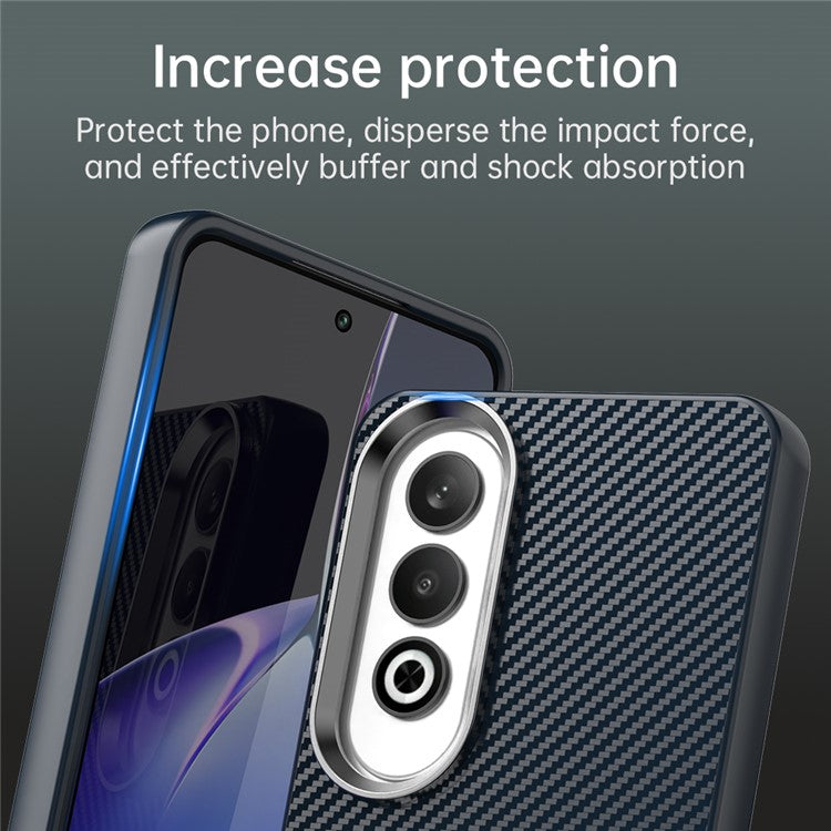 For Oppo K12 / OnePlus Nord CE4 5G Case Cell Phone Hybrid Back Cover Carbon Fiber Texture - Blue