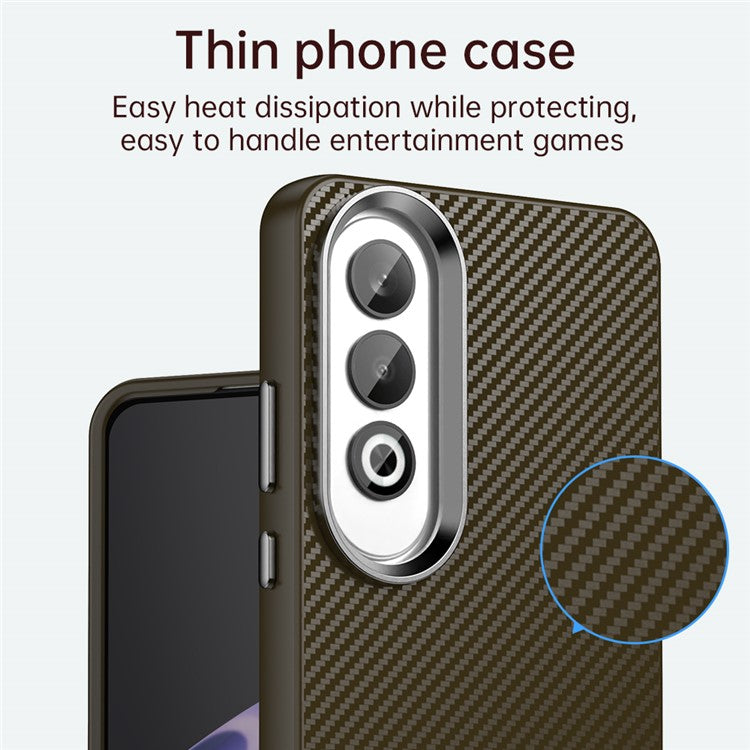 For Oppo K12 / OnePlus Nord CE4 5G Case Cell Phone Hybrid Back Cover Carbon Fiber Texture - Brown
