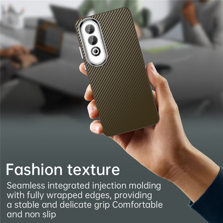 For Oppo K12 / OnePlus Nord CE4 5G Case Cell Phone Hybrid Back Cover Carbon Fiber Texture - Brown