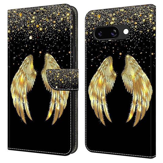 For Google Pixel 9a Case 3D Pattern PU Leather Wallet Phone Cover with Stand - Gold Wing