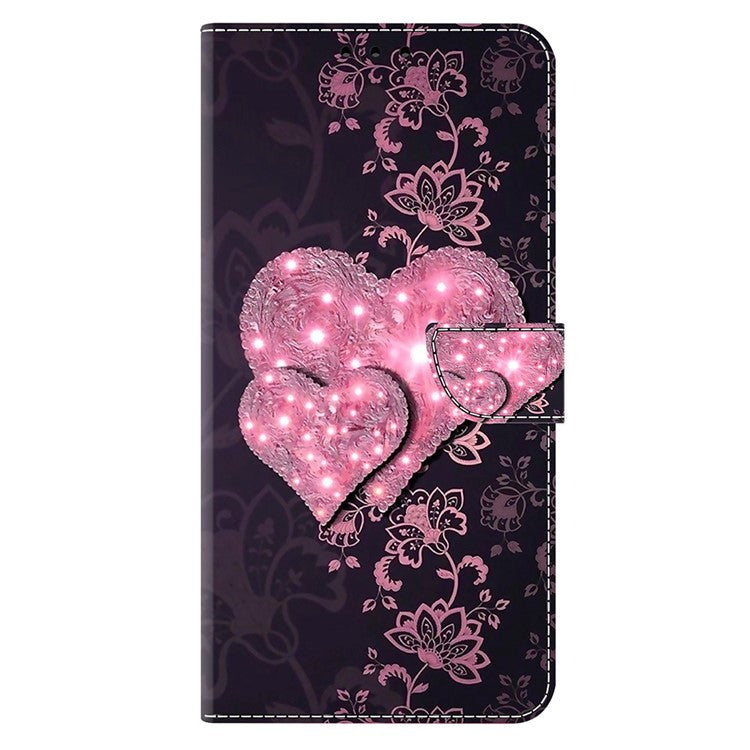 Phone Case For Xiaomi Redmi 14C 4G / 14R 5G / Poco C75 4G 3D Pattern PU Leather Wallet Phone Cover with Stand - Lace Hearts