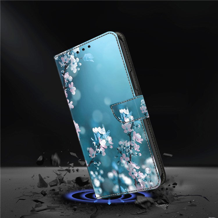 Phone Case For Xiaomi Redmi 14C 4G / 14R 5G / Poco C75 4G 3D Pattern PU Leather Wallet Phone Cover with Stand - Plum Blossoms