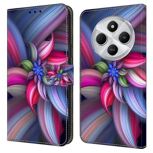 Phone Case For Xiaomi Redmi 14C 4G / 14R 5G / Poco C75 4G 3D Pattern PU Leather Wallet Phone Cover with Stand - Colorful Flowers