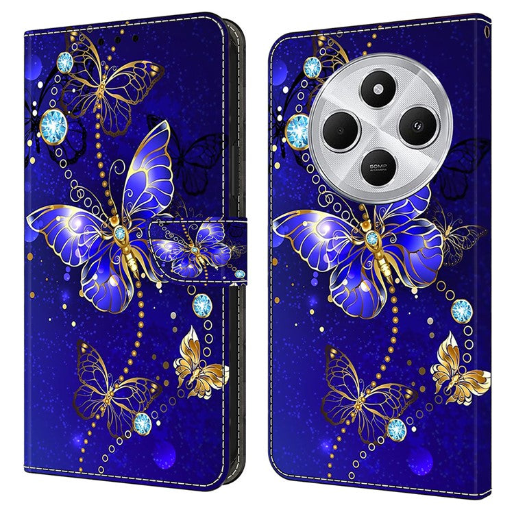 Phone Case For Xiaomi Redmi 14C 4G / 14R 5G / Poco C75 4G 3D Pattern PU Leather Wallet Phone Cover with Stand - Diamond Butterfly