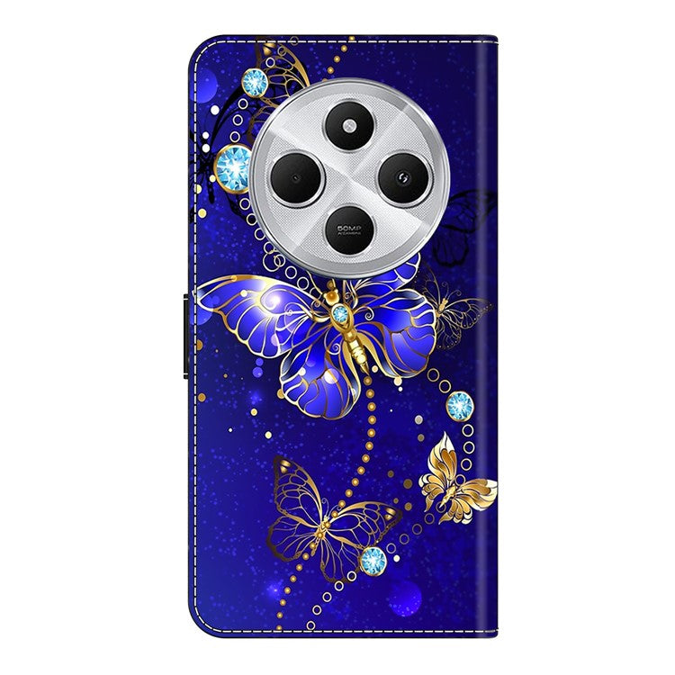 Phone Case For Xiaomi Redmi 14C 4G / 14R 5G / Poco C75 4G 3D Pattern PU Leather Wallet Phone Cover with Stand - Diamond Butterfly