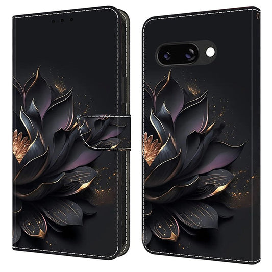 For Google Pixel 9a Case Magnetic Clasp 3D Pattern Leather Wallet Phone Cover - Purple Lotus