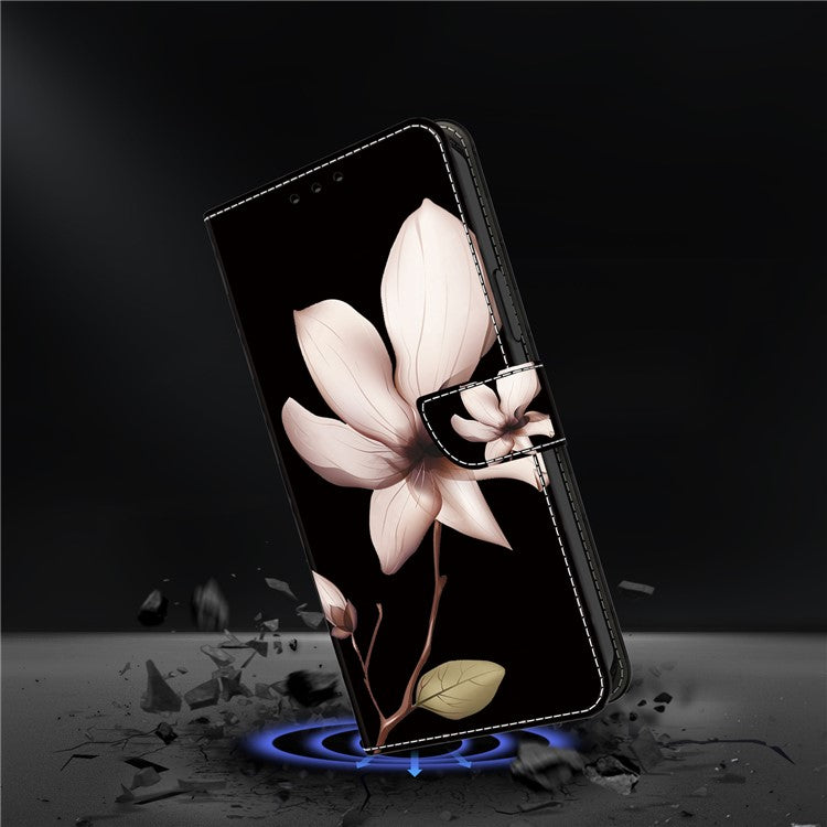 For Samsung Galaxy S25+ Case Magnetic Clasp 3D Pattern Leather Wallet Phone Cover - Pink Flower
