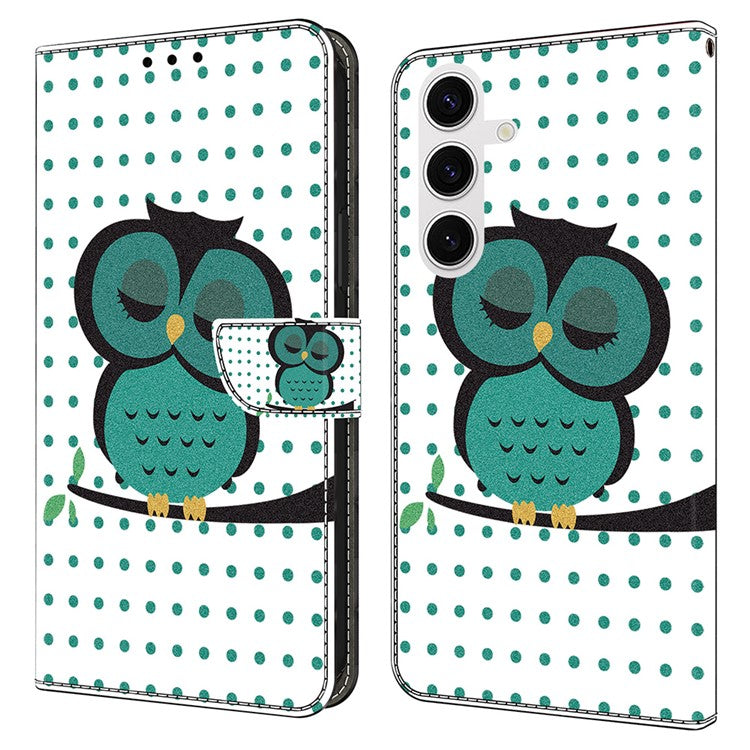 For Samsung Galaxy S24 FE Case Magnetic Clasp 3D Pattern Leather Wallet Phone Cover - Sleeping Owl