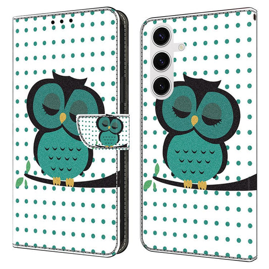 For Samsung Galaxy S24 FE Case Magnetic Clasp 3D Pattern Leather Wallet Phone Cover - Sleeping Owl