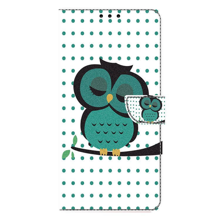 For Samsung Galaxy S24 FE Case Magnetic Clasp 3D Pattern Leather Wallet Phone Cover - Sleeping Owl