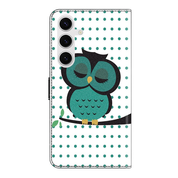 For Samsung Galaxy S24 FE Case Magnetic Clasp 3D Pattern Leather Wallet Phone Cover - Sleeping Owl