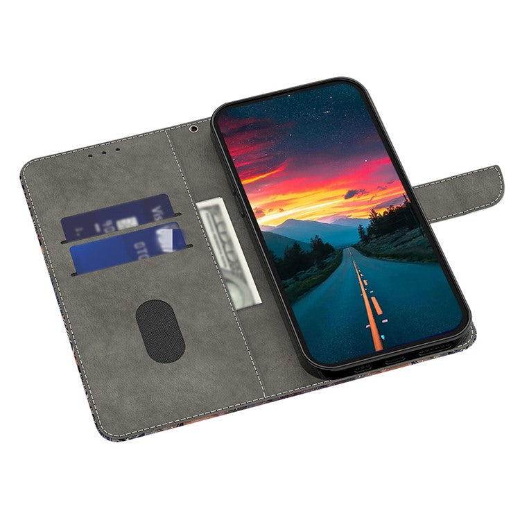 For Samsung Galaxy A16 5G  /  4G Case Magnetic Clasp 3D Pattern Leather Wallet Phone Cover - Black  /  White Wings