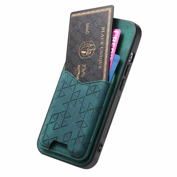For Google Pixel 8 Pro Case Imprinted Pattern Card Holder Kickstand Leather Back Cover - Green
