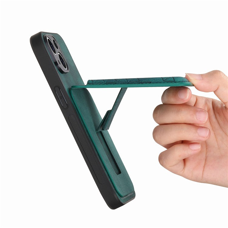 For Google Pixel 8 Pro Case Imprinted Pattern Card Holder Kickstand Leather Back Cover - Green