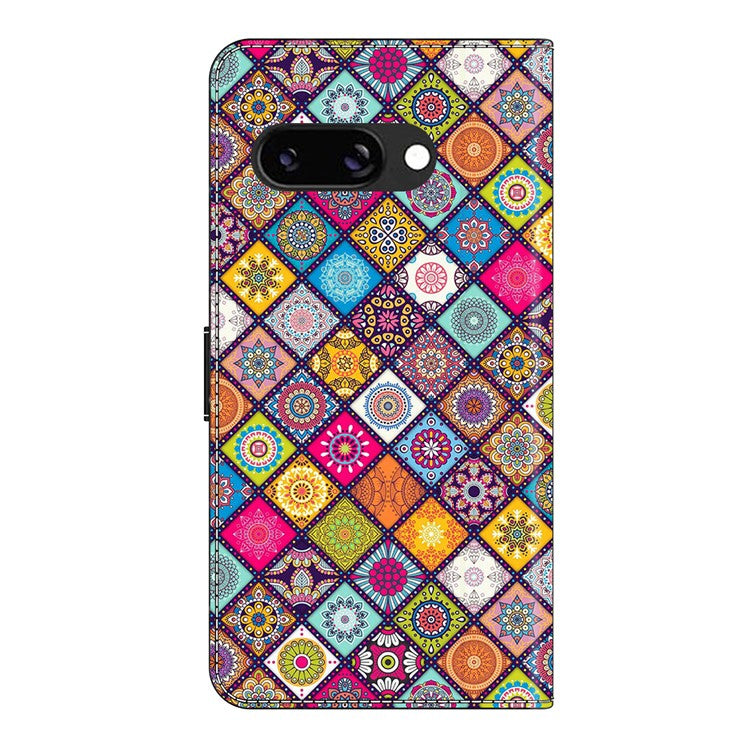 For Google Pixel 9a Case Pattern Printed Protective Cover TPU+PU Leather Flip Phone Case - Colorful Leather