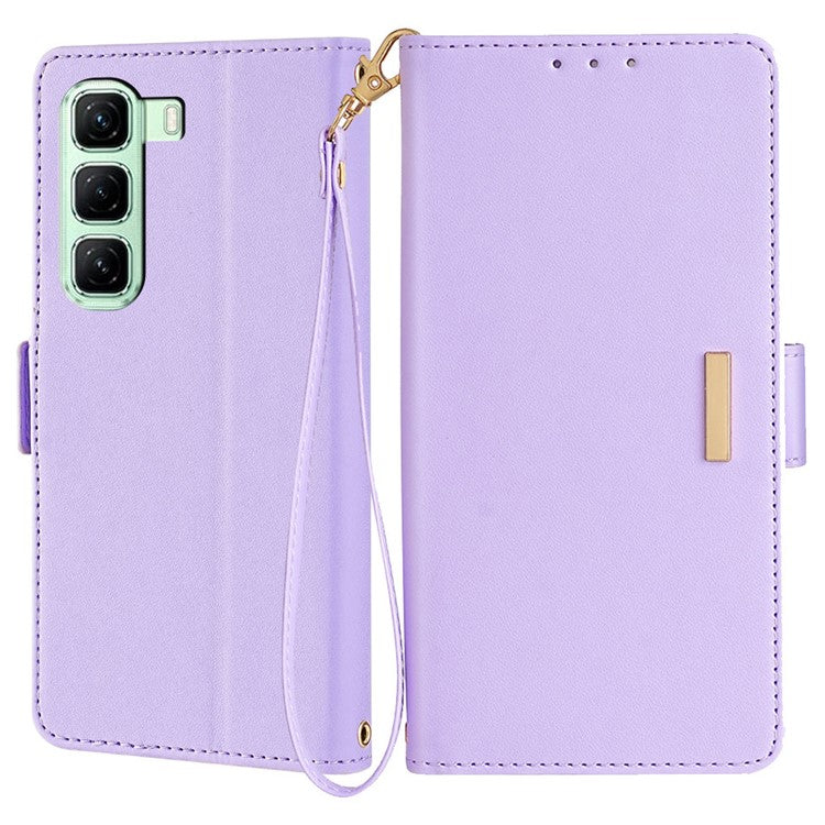 For Infinix Hot 50 4G Leather Wallet Case RFID Blocking Stand Cover with Hand Strap - Purple