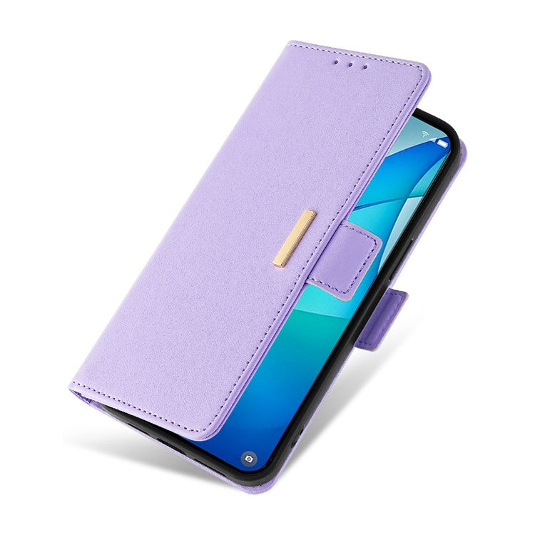 For Infinix Hot 50 4G Leather Wallet Case RFID Blocking Stand Cover with Hand Strap - Purple