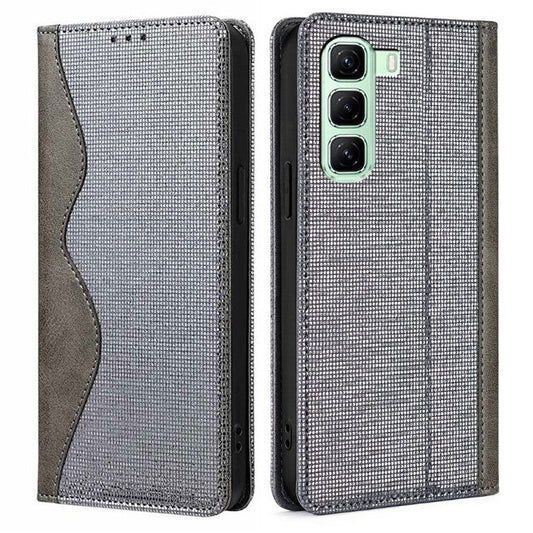 For Infinix Hot 50 4G Leather Case Wallet Stand Phone Cover with RFID Blocking - Grey
