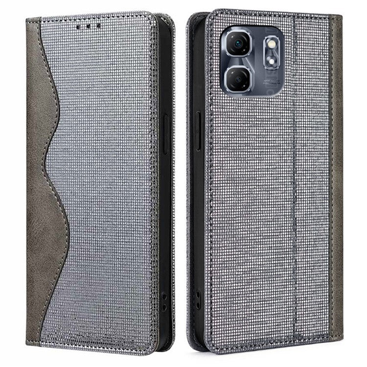 For Infinix Hot 50i 4G Leather Case Wallet Stand Phone Cover with RFID Blocking - Grey