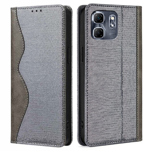 For Infinix Hot 50i 4G Leather Case Wallet Stand Phone Cover with RFID Blocking - Grey