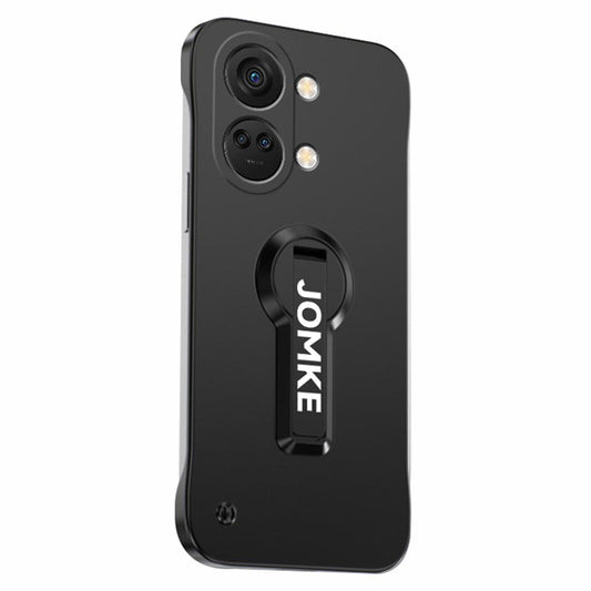 For OnePlus Ace 2V / Nord 3 5G Case Hard PC Frameless Baking Paint Kickstand Phone Cover - Black