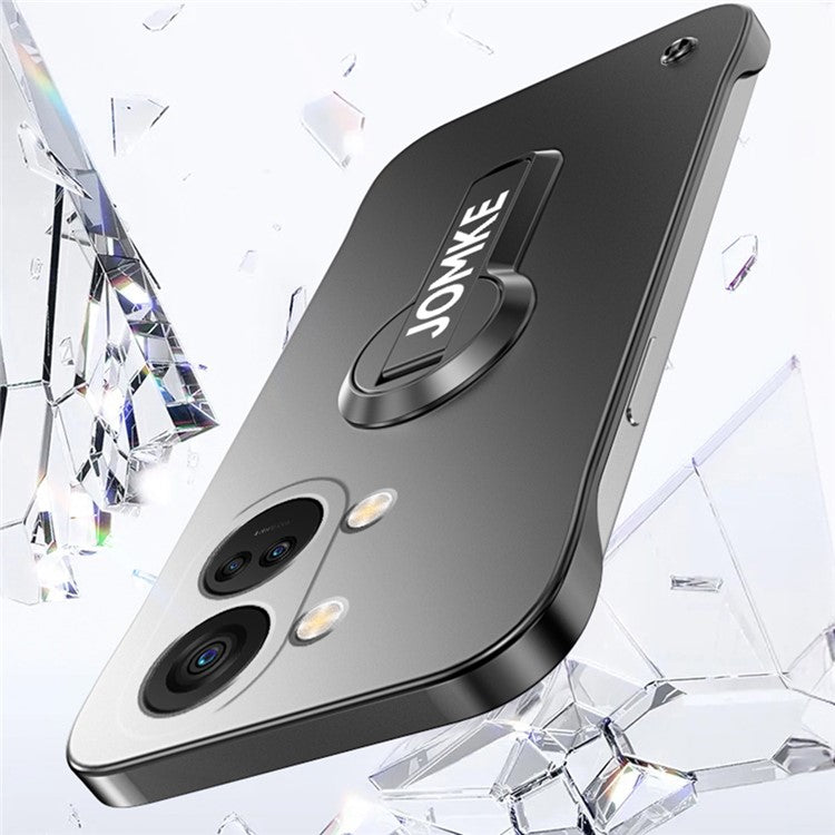 For OnePlus Ace 2V / Nord 3 5G Case Hard PC Frameless Baking Paint Kickstand Phone Cover - Black