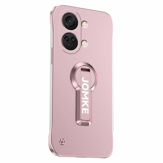 For OnePlus Ace 2V / Nord 3 5G Case Hard PC Frameless Baking Paint Kickstand Phone Cover - Pink