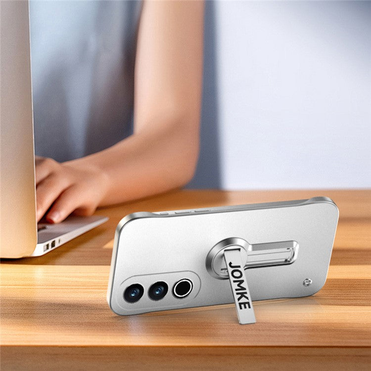 For OnePlus Ace 3V 5G Case Hard PC Frameless Baking Paint Kickstand Phone Cover - Silver