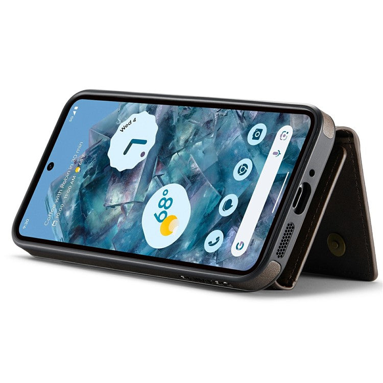 DG.MING M6 Series For Google Pixel 9 / Pixel 9 Pro Case Magnetic Wallet PU+PC+TPU Phone Cover - Coffee
