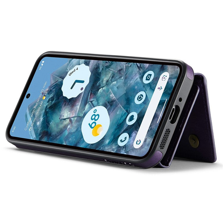 DG.MING M6 Series For Google Pixel 9 / Pixel 9 Pro Case Magnetic Wallet PU+PC+TPU Phone Cover - Purple