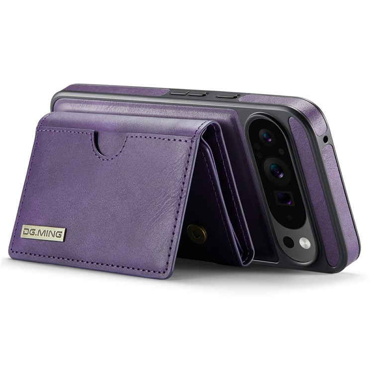 DG.MING M6 Series For Google Pixel 9 / Pixel 9 Pro Case Magnetic Wallet PU+PC+TPU Phone Cover - Purple