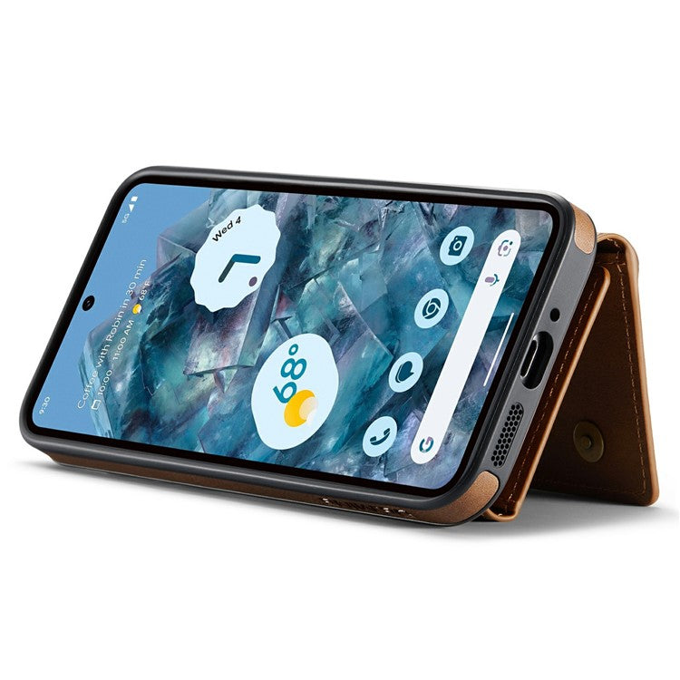 DG.MING M6 Series For Google Pixel 9 Pro XL Case Magnetic Wallet PU+PC+TPU Phone Cover - Brown