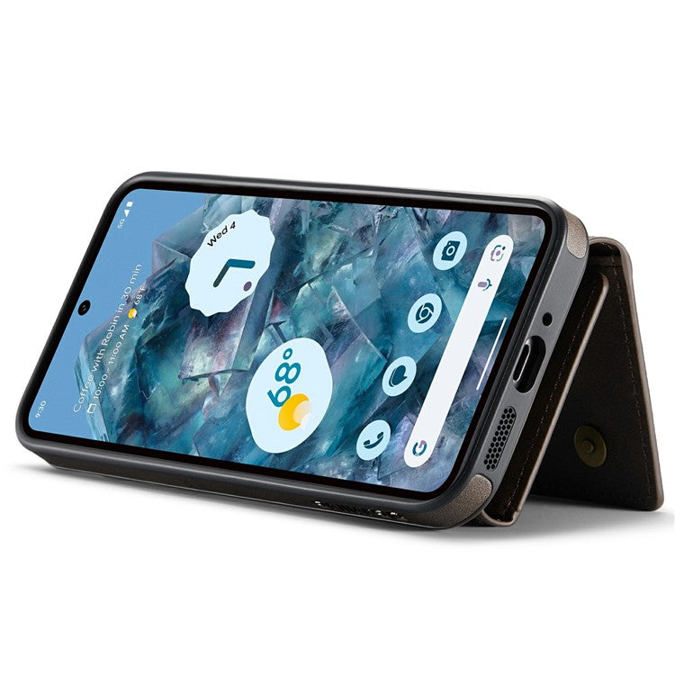 DG.MING M6 Series For Google Pixel 9 Pro XL Case Magnetic Wallet PU+PC+TPU Phone Cover - Coffee