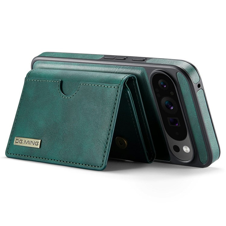 DG.MING M6 Series For Google Pixel 9 Pro XL Case Magnetic Wallet PU+PC+TPU Phone Cover - Green