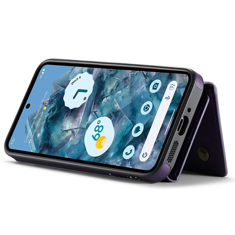 DG.MING M6 Series For Google Pixel 9 Pro XL Case Magnetic Wallet PU+PC+TPU Phone Cover - Purple