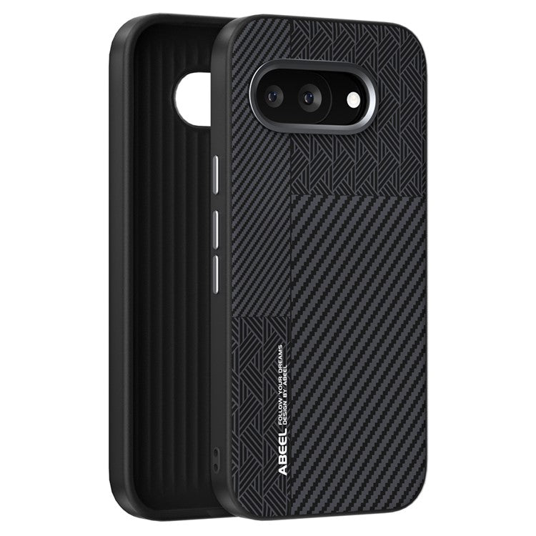 ABEEL For Google Pixel 9a Case PC + TPU + Aluminum Alloy + PU Leather Phone Cover Compatible with MagSafe - Texture 1