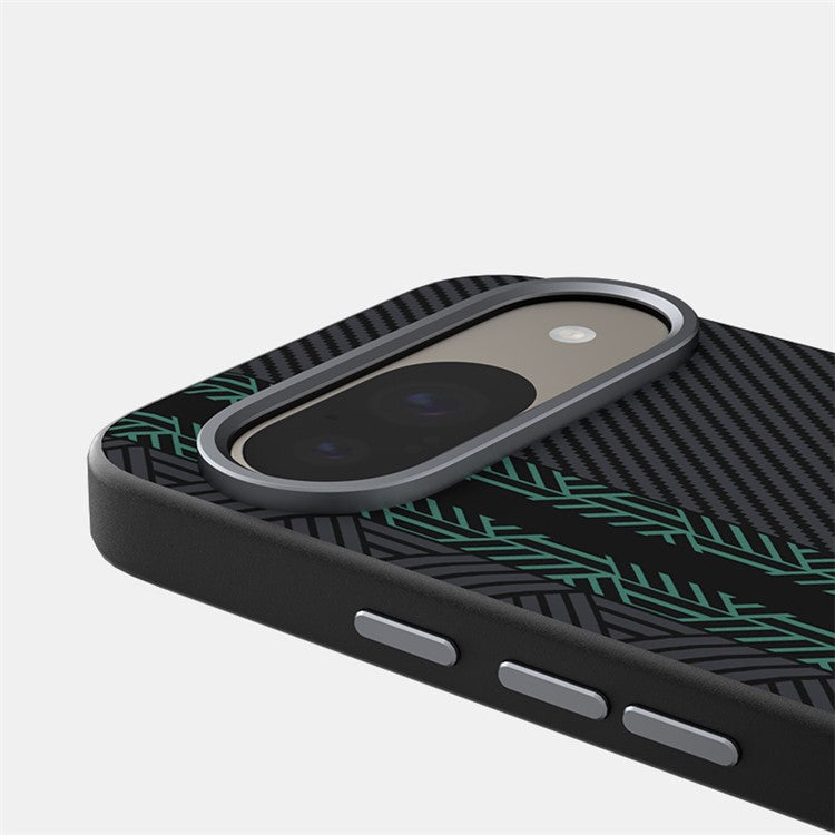 ABEEL For Google Pixel 9 / Pixel 9 Pro Case PC + TPU + Aluminum Alloy + PU Leather Phone Cover Compatible with MagSafe - Texture 2