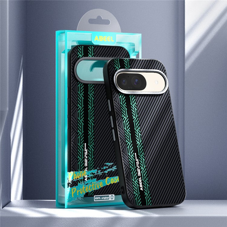 ABEEL For Google Pixel 9 / Pixel 9 Pro Case PC + TPU + Aluminum Alloy + PU Leather Phone Cover Compatible with MagSafe - Texture 2