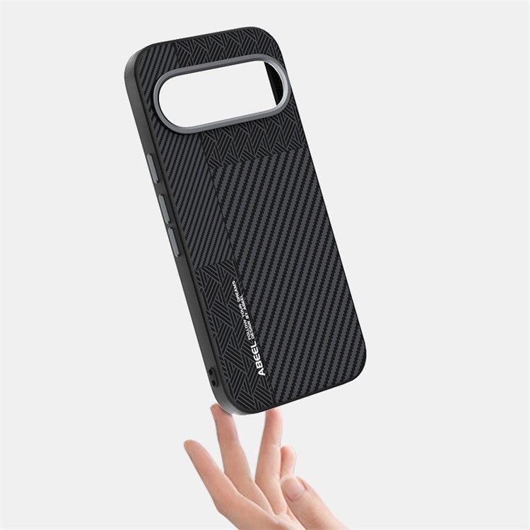 ABEEL For Google Pixel 9 / Pixel 9 Pro Case PC + TPU + Aluminum Alloy + PU Leather Phone Cover Compatible with MagSafe - Texture 1