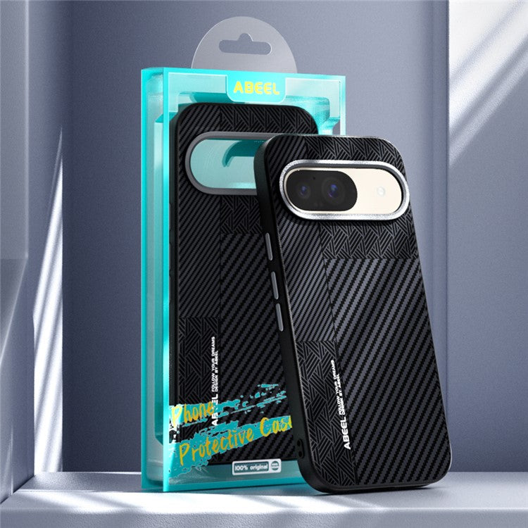 ABEEL For Google Pixel 9 / Pixel 9 Pro Case PC + TPU + Aluminum Alloy + PU Leather Phone Cover Compatible with MagSafe - Texture 1